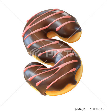 Glazed donut font 3d rendering letter S 71096845