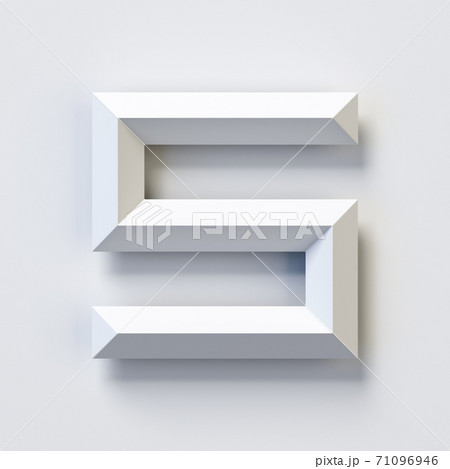 Square three dimensional font, white, simple, geometric, casting shadow on the background wall, 3d rendering, letter S 71096946