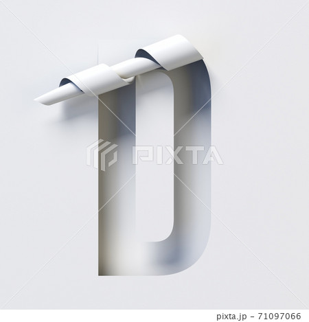 Cut out curled paper font 3d rendering letter D 71097066