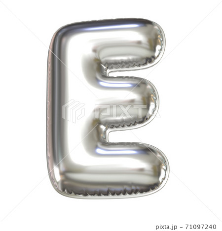 Silver balloon font 3d rendering, letter E Silver balloon font 3d rendering, letter E 71097240
