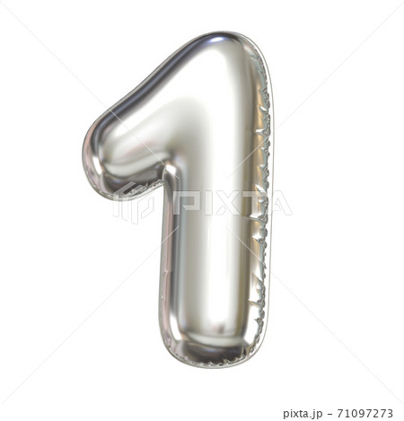 Silver balloon font 3d rendering, number 1 71097273