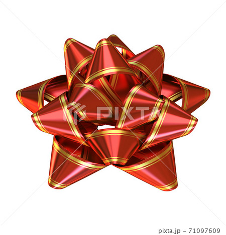 Red bow with golden stripes for gift box decoration 3d rendering 71097609
