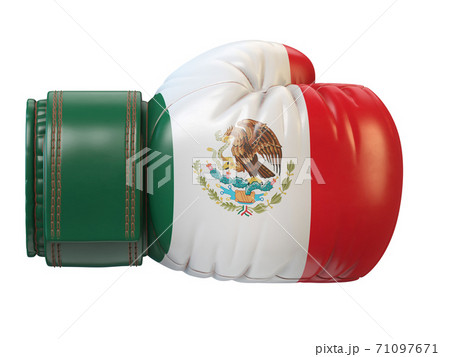 Flag of Mexico on boxing glove, Mexican boxing 3d rendering Flag of Mexico on boxing glove, Mexican boxing 3d rendering 71097671