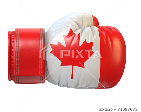 Flag of Canada on boxing glove, Canadian boxing 3d rendering Flag of Canada on boxing glove, Canadian boxing 3d rendering 71097675