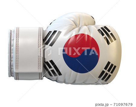 South Korea flag on boxing glove, Korean boxing 3d rendering South Korea flag on boxing glove, Korean boxing 3d rendering 71097679
