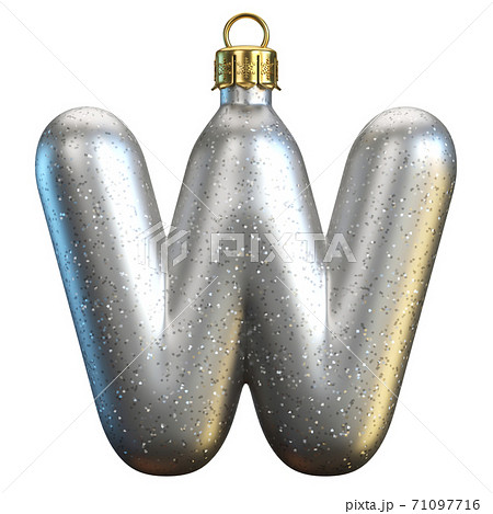 Christmas tree decoration font, 3d rendering, letter W 71097716