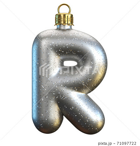 Christmas tree decoration font, 3d rendering, letter R 71097722