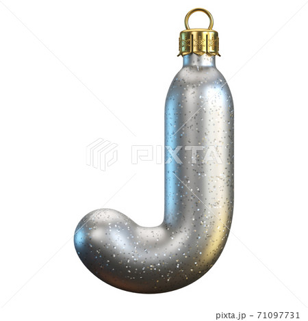 Christmas tree decoration font, 3d rendering, letter J 71097731