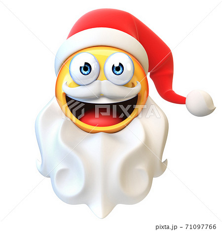 Santa claus emoji, emoticon with beard and Santa's hat 3d rendering 71097766