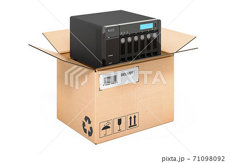 Nas Network Attached Storage Inside Cardboard のイラスト素材