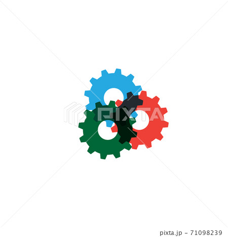 colored gear wheels for team work symbolism. Stock vector illustration isolated on white background. 71098239