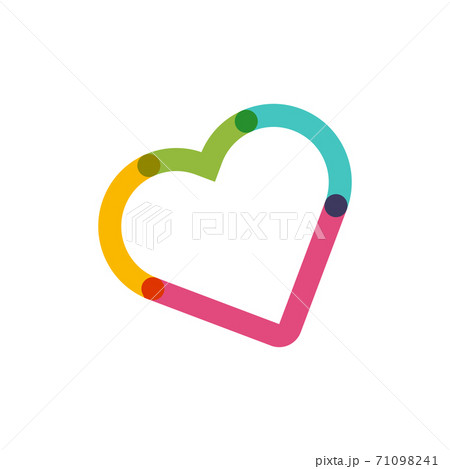 Different color heart shape outline drawing for an emblem or logo. Template for greeting card for Valentine's Day. Stock vector illustration isolated on white background. Different color heart shape outline drawing for an emblem or logo. Template for greeting card for Valentine's Day. Stock vector illustration isolated on white background. 71098241