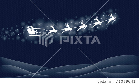 Santa flying in a sleigh through the night sky 71099641