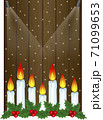 Creative frame made of Christmas wooden background with candles 71099653