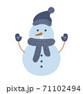 Snowman with hat and scarf isolated on white background. Vector illustration 71102494