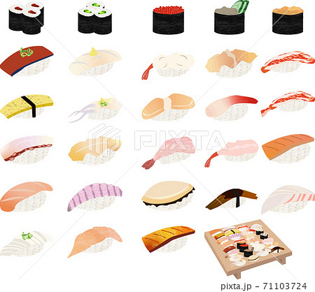 シンプルな寿司のイラスト全セットのイラスト素材