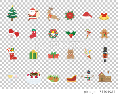 クリスマス　かわいいアイコンイラスト素材集 71104981