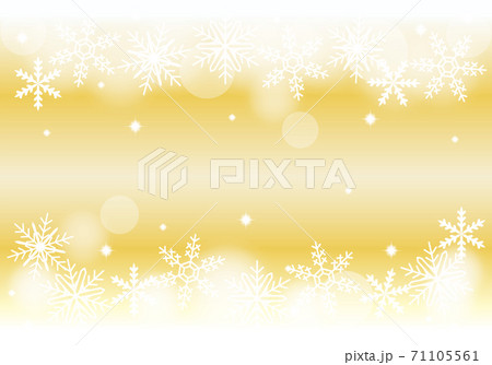 クリスマス用輝く雪の結晶と鮮やかなゴールドの背景イラスト のイラスト素材