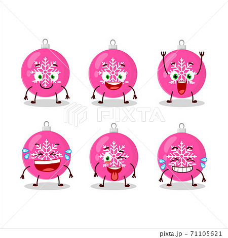 Cartoon character of christmas ball pink with smile expression 71105621
