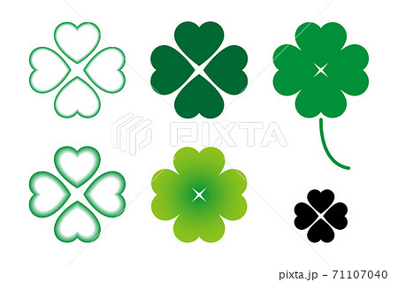 四つ葉のクローバーのベクターイラストa シンボルセット のイラスト素材