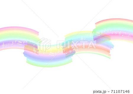 音符とパステルカラーの虹 透明感のある抽象的な背景 のイラスト素材