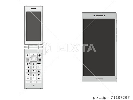 携帯電話とスマートフォンのイラスト素材