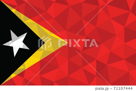 Low poly Timor Leste flag vector illustration. Triangular Timorese flag graphic. Timor Leste country flag is a symbol of independence. 71107444