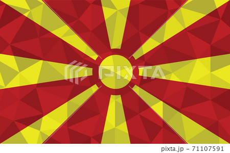 Low poly Macedonia flag vector illustration. Triangular Macedonian flag graphic. Macedonia country flag is a symbol of independence. 71107591