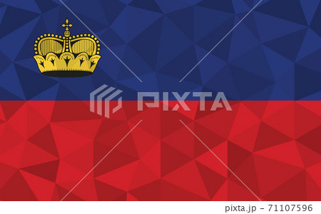 Low poly Liechtenstein flag vector illustration. Triangular Liechtensteiner flag graphic. Liechtenstein country flag is a symbol of independence. 71107596