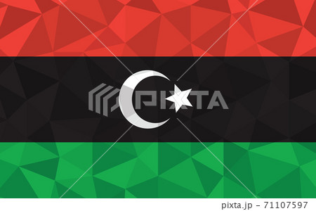 Low poly Libya flag vector illustration. Triangular Libyan flag graphic. Libya country flag is a symbol of independence. Low poly Libya flag vector illustration. Triangular Libyan flag graphic. Libya country flag is a symbol of independence. 71107597
