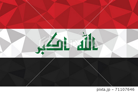 Low poly Iraq flag vector illustration. Triangular Iraqi flag graphic. Iraq country flag is a symbol of independence. 71107646
