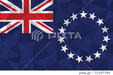 Low poly Cook Islands flag vector illustration. Triangular Cook Islander flag graphic. Cook Islands country flag is a symbol of independence. 71107704
