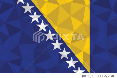 Low poly Bosnia and Herzegovina flag vector illustration. Triangular Bosniak flag graphic. Bosnia and Herzegovina country flag is a symbol of independence. 71107730