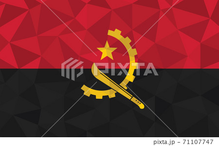 Low poly Angola flag vector illustration. Triangular Angolan flag graphic. Angola country flag is a symbol of independence. 71107747