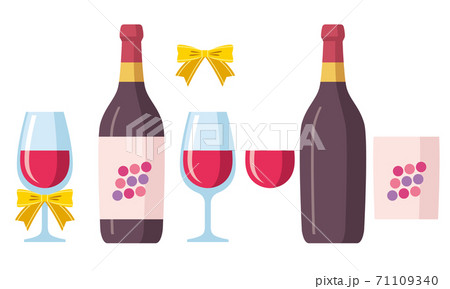 ワイングラスとボトルのセットのイラスト素材のイラスト素材
