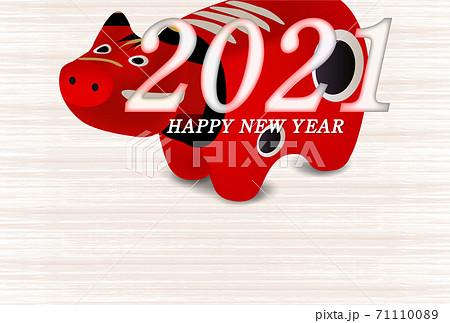 赤べこ　年賀状　縁起物　背景 71110089