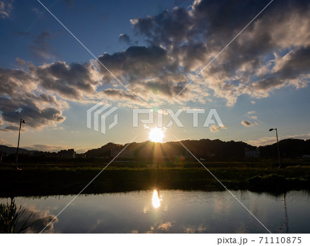 Sunset view of some cityscape with reflection in Xindian District area Sunset view of some cityscape with reflection in Xindian District area 71110875