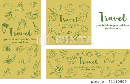 旅の線画デザインセット_黄色 71110996