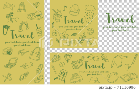 旅の線画デザインセット_黄色 71110996