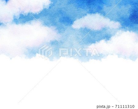 雲が浮かぶ青空のイラスト背景素材のイラスト素材 [71111310] - PIXTA