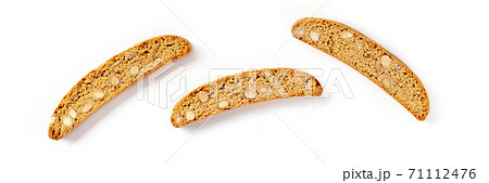 Biscotti. Traditional Italian almond cookies, shot from the top Biscotti. Traditional Italian almond cookies, shot from the top 71112476