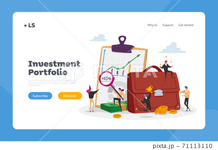 Invest Portfolio Landing Page Template. Tiny Investors Characters at Huge Briefcase and Info Chart. Stock Market Trading Invest Portfolio Landing Page Template. Tiny Investors Characters at Huge Briefcase and Info Chart. Stock Market Trading 71113110