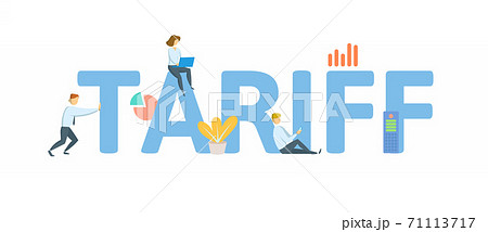 Tariff. Concept with keywords, people and icons. Flat vector illustration. Isolated on white. Tariff. Concept with keywords, people and icons. Flat vector illustration. Isolated on white. 71113717