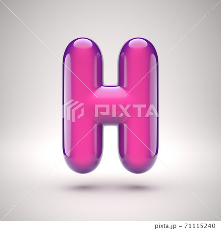 Round pink glossy font 3d rendering letter H 71115240