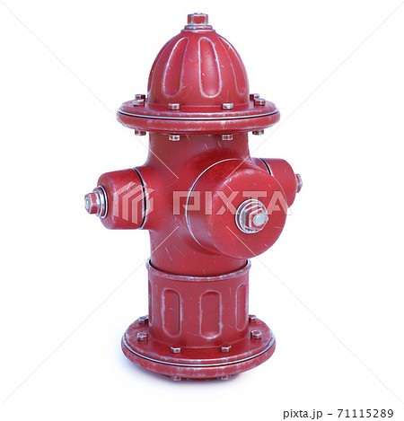 Fire hydrant isolated on white background, front view, 3d rendering 71115289