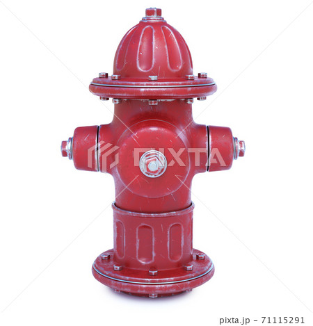 Fire hydrant isolated on white background, front view, 3d rendering Fire hydrant isolated on white background, front view, 3d rendering 71115291