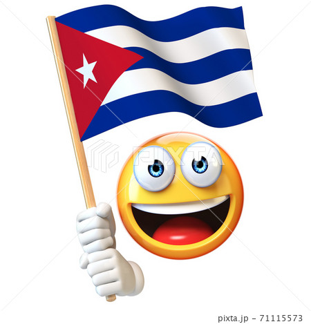 Emoji holding Cuban flag, emoticon waving national flag of Cuba 3d rendering Emoji holding Cuban flag, emoticon waving national flag of Cuba 3d rendering 71115573