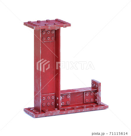 Steel I beam font 3d rendering letter L 71115614