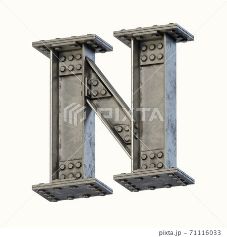 Steel beam font 3d rendering letter N Steel beam font 3d rendering letter N 71116033