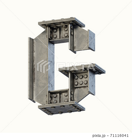 Steel beam font 3d rendering letter G 71116041
